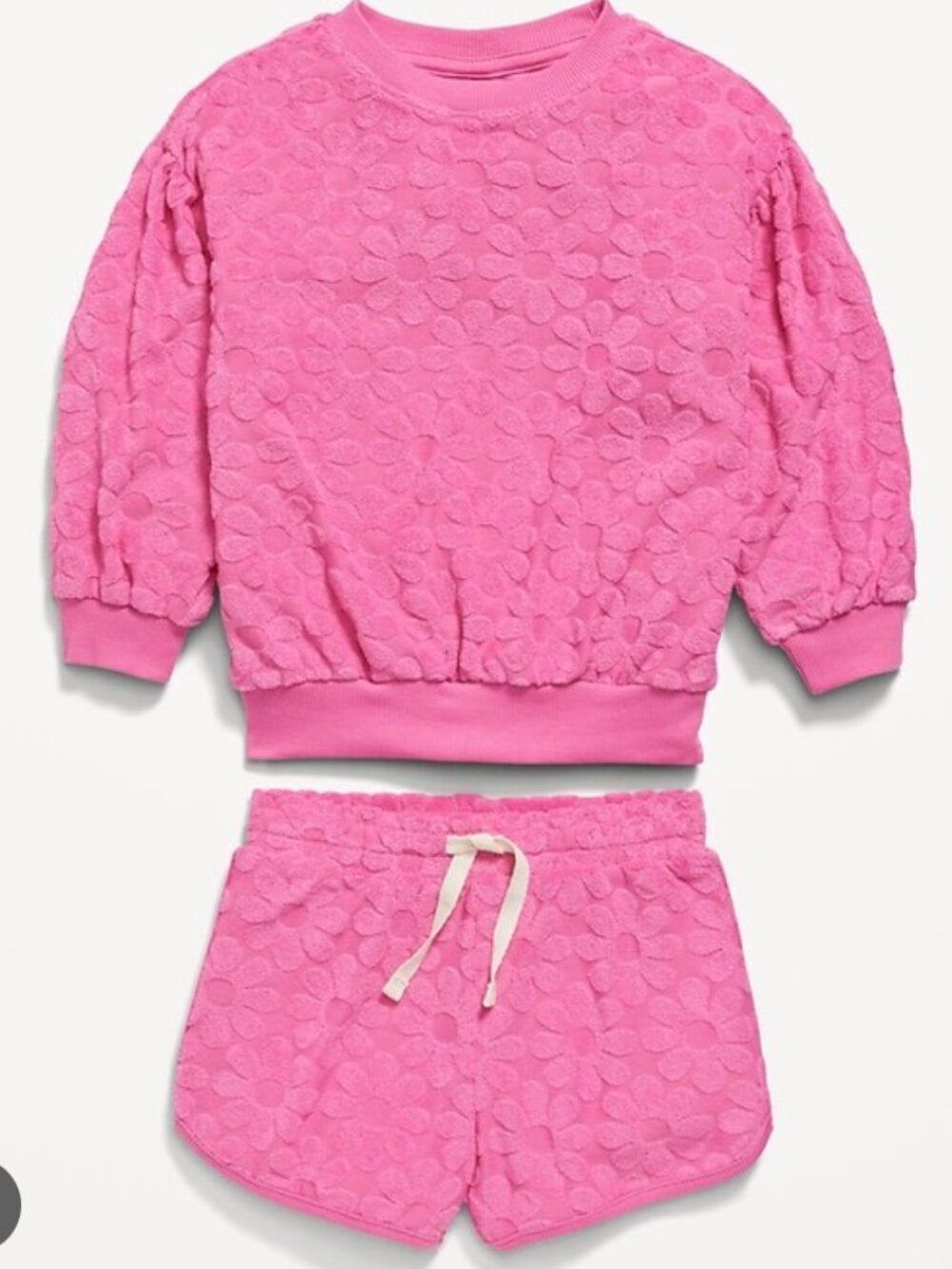 Long Puff-Sleeve Sweatshirt and Shorts Set for Toddler Girls | Old Navy